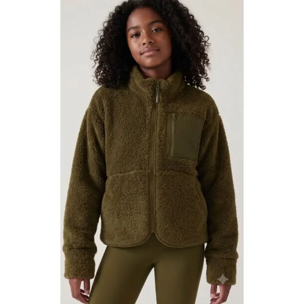Athleta 2023 So Toasty High Pile Fleece Sherpa Jacket Girl's Size 12